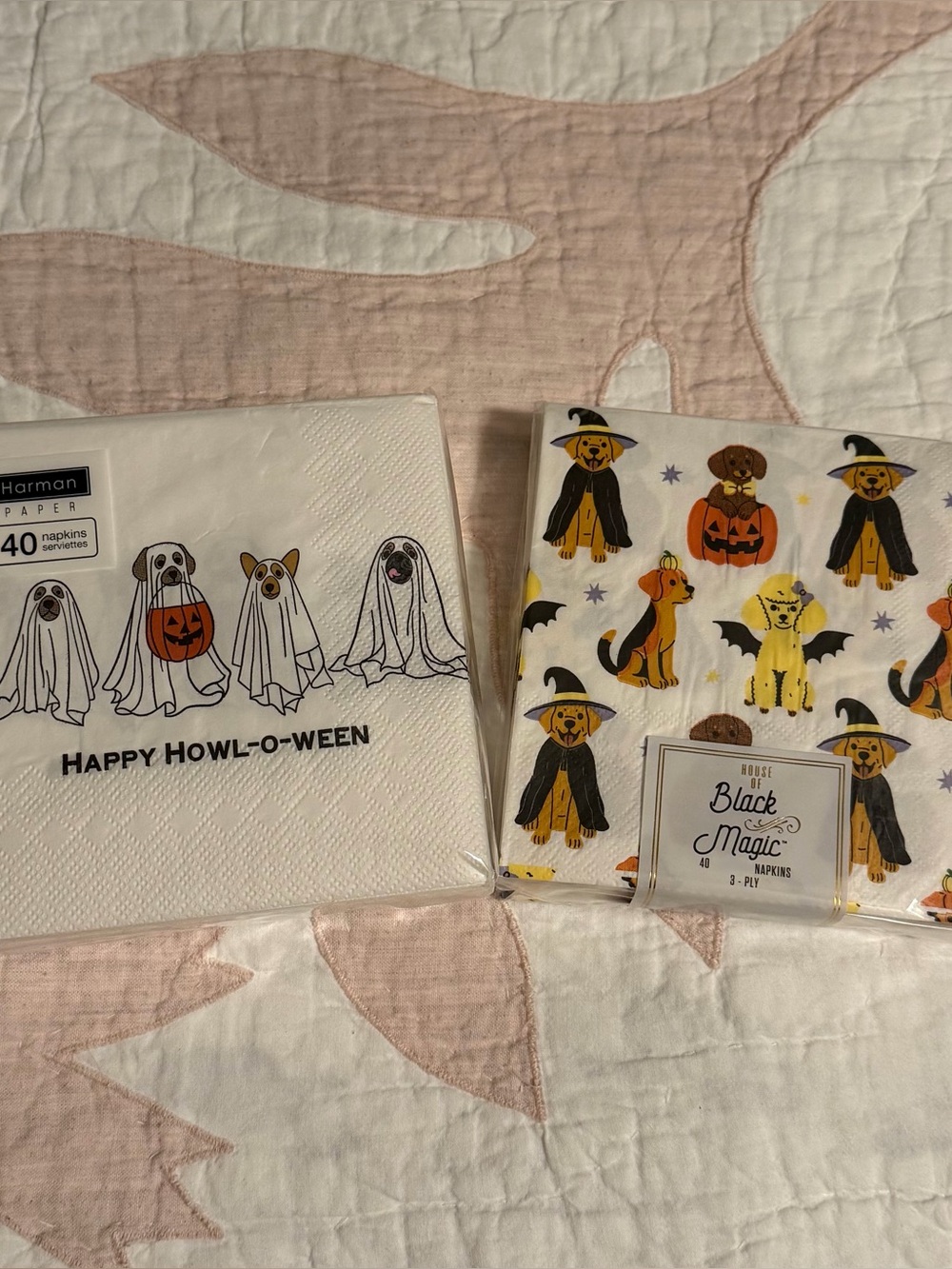 NWT-Halloween Dog Paper Napkins Set of 2 Pack - Happy Howl-O-Ween & Black Magic